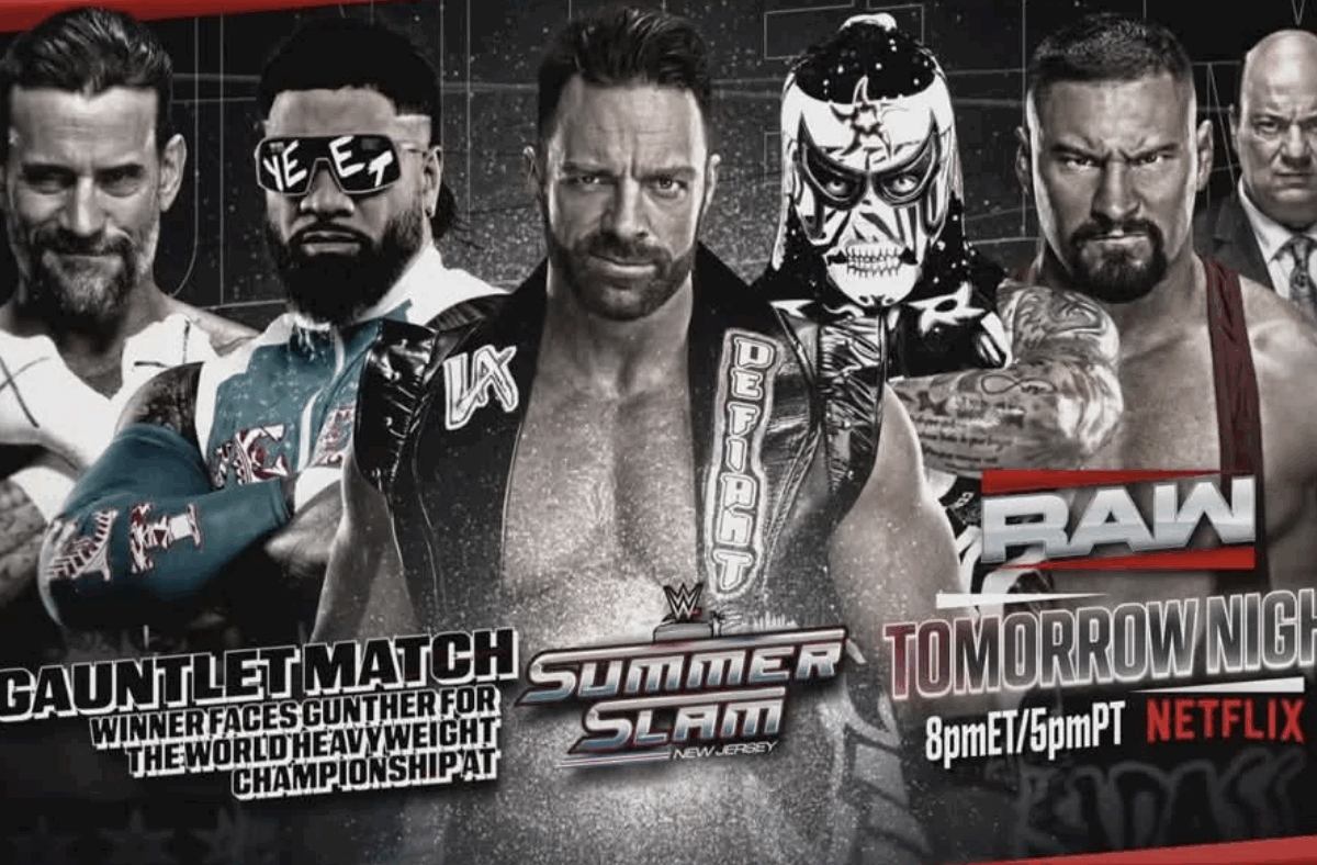 match graphic for WWE Raw tonight gauntlet match